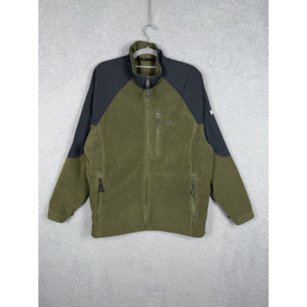 Helly Hansen Fleece Jacket Olive Green‎ Full Zip Outdoor Men's L Chest Pocket
